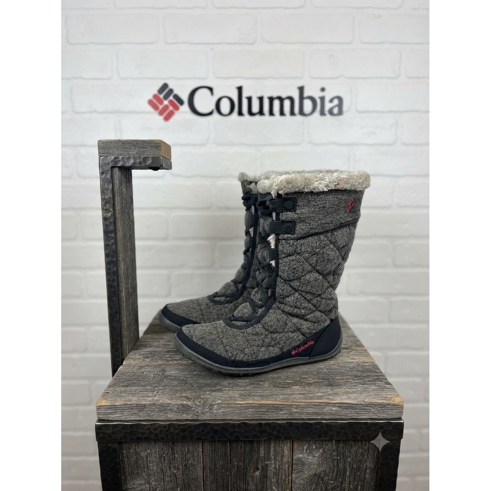 Columbia Minx Mid II Omni-Heat Winter Boots Grey Quilted Faux Fur insulated 7